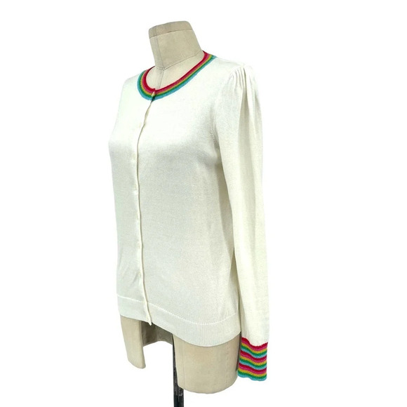Boden Lytton Sparkle Cardigan Sweater‎ Ivory Rainbow Style US 4 - Picture 5 of 8
